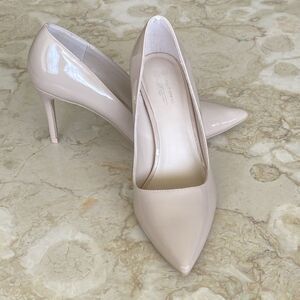 Call It Spring Vegan Patent Leather Nude Pointed Toe Pumps Heels